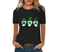 Blusa elegante para mujer de San Patricio con estampado enano, camiseta de manga corta para verano, camisas de moda para primavera, pantalones cortos sexy, Negro , XL