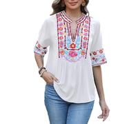 Blusa estacional de Ucrania para mujer, túnica de verano, bordado bohemio, folclore, tops boho hippie de manga corta, blusa suelta, S