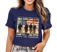 Blusa estampada de talla grande 2026 para ropa casual fluida con cuello en v manga corta - cómoda y elegante camisa túnica, marine, L