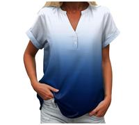 Blusa Fluida Camisetas Mujer Manga Corta Algodon Camisa De Lino para Mujer Blusa De Algodón Y Lino para con Cuello En V Y Botones Manga Corta Elegante Camisa con Cordones Ropa Medieval Vintage