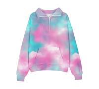 Blusa genérica para niña, talla grande, elegante, media cremallera, sudadera con cremallera y forro polar, rosa fuerte, 7-8 Años