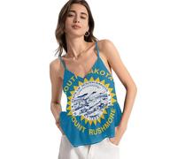 Blusa holgada de gasa con tirantes de espaguetis, cuello en V profundo, ajuste holgado, sin mangas, para verano, Bandera del estado de Dakota del Sur, S