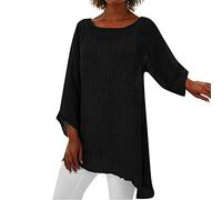 Blusa Holgada de Lino con Dobladillo Irregular de Manga Larga de Talla Grande para Mujer, Blusa Tipo túnica de Verano para Mujer Camiseta Fitness Mujer Manga Corta Ropa Camisetas Mujer Arregladas