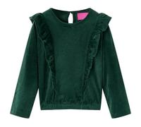 Blusa Infantil con Volantes Camisa Manga Larga Escote Redondo Verde Oscuro 128