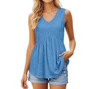 Blusa Informal de Lino Plisada sin Mangas de Color Liso y Moderna con Tejido de Lino Que no se Arruga y es Fresco para climas cálidos y Looks Elegantes Pero Casuales