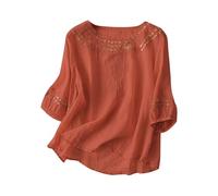 Blusa Informal De Lino Y Algodón Color Liso para Mujer, Camiseta Bordada Polos Baratos Tunica Blanca Ropa Talla Grande Camisas Elegante Fiesta Camisa Manga Larga Tallas Grandes 2026