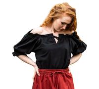 Blusa Medieval de Manga Corta Verena Negro M