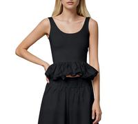 Blusa Mesh sin Mangas con Espalda al Aire y Escote Redondo Color sólido para Mujer Estilo Atrevido y Fresco para Looks en Capas o Fiestas