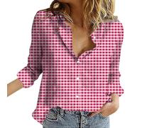 Blusa Mujer Chic Y Elegante Gran Tamaño Camisa Playa Mujer Simple Botón Blusa Manga Larga Blusas Fantasía Top 2025 Nuevo Top Casual Ropa Al Aire Libre Camiseta, rojo, 5X-Large