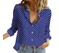 Blusa Mujer Chic Y Elegante Gran Tamaño Camisa Playa Mujer Simple Botón Blusa Manga Larga Blusas Fantasía Top 2025 Nuevo Top Casual Ropa Al Aire Libre Camiseta, azul, 6X-Large