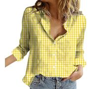 Blusa Mujer Chic Y Elegante Gran Tamaño Camisa Playa Mujer Simple Botón Blusa Manga Larga Blusas Fantasía Top 2025 Nuevo Top Casual Ropa Al Aire Libre Camiseta, Ye1, 4X-Large