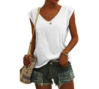 Blusa Mujer Elegante Camiseta sin Mangas Casual Camiseta Blanca Tops con Mangas Mangas Mangas Mujeres Negro Ropa Verano Gris Camisas, 002 Blanco, S