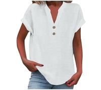 Blusa Mujer Elegante Camisetas Blancas Cuello V Camisa Blanco Verano Basica Chollos Ultima Hora Ofertas Flash Camiseta Rayas Manga Corta Algodón Lisas Ropa Deporte Mujer Blanco S