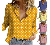 Blusa Mujer Elegante Y Elegante Gran Tamaño, Camisa Playa Mujer Simple Botón Blusa Manga Larga Blusas Fantasía Top 2025 Nuevo Top Casual Ropa Al Aire Libre Camiseta, amarillo, XXX-Large