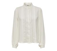 Blusa Mujer Encaje Volantes Manga Larga Corte Holgado Ajuste Regular, Color:Blanco, Talla:36