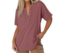 Blusa para mujer blanca Henley Camisa Mujer Blouses for Women Blusa ligera de verano, morado, S