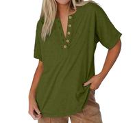 Blusa para mujer blanca Henley Camisa Mujer Blouses for Women Blusa ligera de verano, verde menta, S