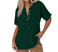 Blusa para mujer blanca Henley Camisa Mujer Blouses for Women Blusa ligera de verano, verde, S
