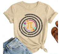 Blusa para mujer, camiseta de danza con estampado de letras, camisa de verano, manga corta, ropa de calle, entrenamiento, camiseta de entrenamiento, matemáticas, profesores, manga corta, O Khaki, XXL