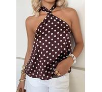 Blusa sexy sin mangas con espalda descubierta para mujer, diseño de lunares, cuello halter, a la moda, elegante, Y2K