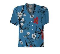 Blusa simple para mujer con bolsillo de impresión superior de manga corta camiseta de mujer blusa peto corto para mujer, azul, XL