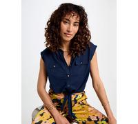 Blusa sin mangas azul petróleo mujer S