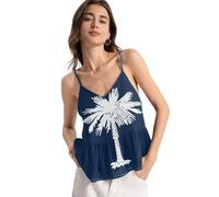 Blusa sin mangas de gasa para mujer, sin espalda, elegante, para verano, Bandera de Carolina del sur, M