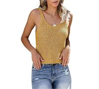 Blusa sin Mangas de Verano para Mujer, Blusa Suelta de Punto con Bloques de Colores, Blusa Holgada, Camisola de Punto Ajustada, Jersey de Verano Camisola de Punto con Cuello en V de Seda Helada