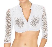 Blusa tirolesa para mujer, color negro, blusa tirolesa para mujer, con botones, cuello en V, manga 3/4, elegante, para traje regional, blusa tradicional bávara, blusa de encaje para Oktoberfest