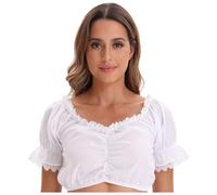 Blusa Tirolesa para Mujer Sexy Tradicional Blusas Dirndl Top De Encaje Fuera del Homb Elegante Y Exclusiva Haleco Fiesta Disfraz O Llevar A Diario