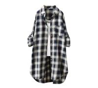 Blusa tradicional moderna para mujer, blusa a cuadros para mujer, blusa de manga larga, Oktoberfest, blusa de franela, camisa a cuadros, túnica, informal, de algodón, con botones, cuello en V, blusa