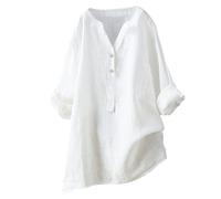 Blusa túnica holgada de manga larga estilo gitano para mujer, talla grande, color blanco XXXXL.