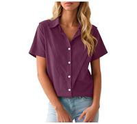 Blusa Verano Mujer Camiseta Mujer Manga Corta Blusas Y Blusas De Camiseta De Algodón Manga 3/4 para Blusa Corta para Camisa Casual Larga Remata Una Camisa Tipo Túnica Algodón Suelta