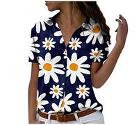 Blusa y Camisas de Manga Larga para Mujer con Cuello en V, Camiseta de Estilo Casual Elegante Ajustada Irregular Oversized Deportiva Fiesta Rayas Túnica Tops Mangas Enrolladas con Botones