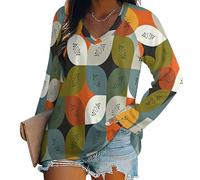 Blusas Abstract Symmetrical Geometry para Mujer De Gran Tamaño Estampado Campesino, Verano Otoño, Manga Larga,Vintage Sueltas Elegantes Blusas para Mujer Playa Ocio Hippie Ropa Retro