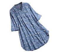 Blusas bordadas bohemias con cuello en V y manga larga para mujer, de gasa, estampado floral, con volantes, ropa de flores, túnica de lino, camisa campesina, de verano, estilo bohemio, con encaje,
