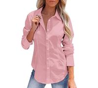 Blusas con botones para mujer, camisas de algodón de manga larga para mujer, blusa de ajuste regular del Reino Unido, camisas elásticas formales con botones, para oficina, negocios, casual, camisa de