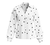 Blusas de Lunares Mujer Camisas de Mujer Four Seasons Daily Polka Dot Manga Larga con Cuello Moda para el Verano(XL)