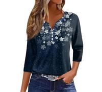 Blusas De Mujer Elegantes Basica Verano Camisetas Manga Larga Mujer Rebajas Elegantes Tshirt Blusas Cuello en V Blusas Mujer Tallas Grandes T Shirts Ofertas De Amazon Azul Oscuro XL