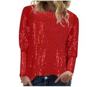 Blusas De Mujer Elegantes De Fiesta Talla Grande Lentejuelas Brillante Top Túnica Larga Cuello V Chic Clubwear Camiseta Basica Suelto Túnica Tops Suave Y Cómodo Top Fiesta Mujer