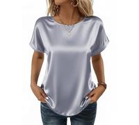 Blusas de Mujer Elegantes de Satén Manga Corta Camisetas Básica Camisa