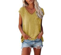 Blusas De Mujer Elegantes Sin Mangas Verano Basicas Blusas Algodon Tallas Grandes Suelto Ropa Mujer Verano 2025 Camisetas Cuello V Básica Casual Tops Mis Pedidos Realizados(Amarillo,L)