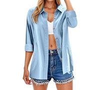 Blusas Mujer Blusa Mujer Camisas De Lino Blusones Ropa Blanca Camisa Elegante Pirata Azul Seda Camiseta Manga Corta Camisetas Roja Talla Grande 3/4 Negra 2XL Larga Top Fiesta Tallas Grandes Sudadera