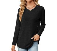 Blusas Mujer Elegantes Camiseta de manga Larga T Shirt de cuello redondo Top Túnica Tejida Camisa Casual