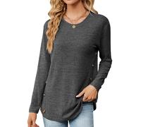 Blusas Mujer Elegantes Camiseta de manga Larga T Shirt de cuello redondo Top Túnica Tejida Camisa Casual