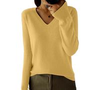 Blusas Mujer Tallas Grandes Cuadros Camiseta Basica Crop Elegante Sudadera Invierno Mujer Térmica Tops Vestido Navideño Pieces Tshirt Jerseys de Navidad Amarillo XXL