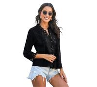 Blusas Mujer Verano Deep V Neck Lace Blouse Shirt Women Tops