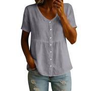Blusas Mujer Verano Modernas Túnica De Lino para Mujer Camisa Lino Camiseta De Talla Grande Camisetas Manga Corta para Blusa Entallada Camisa Casual Manga Larga Remata Una Tipo Túnica Algodón Suelta