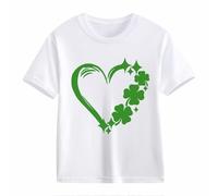 Blusas Navidad Short Sleeved T Shirt St Day Middle and Large Children's Retro Personality 2D Printing Children's Holgado Short Sleeved Camisa 152, Blanco, 4-5 años