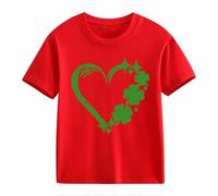 Blusas Navidad Short Sleeved T Shirt St Day Middle and Large Children's Retro Personality 2D Printing Children's Holgado Short Sleeved Camisa 152, rojo, 8-9 años